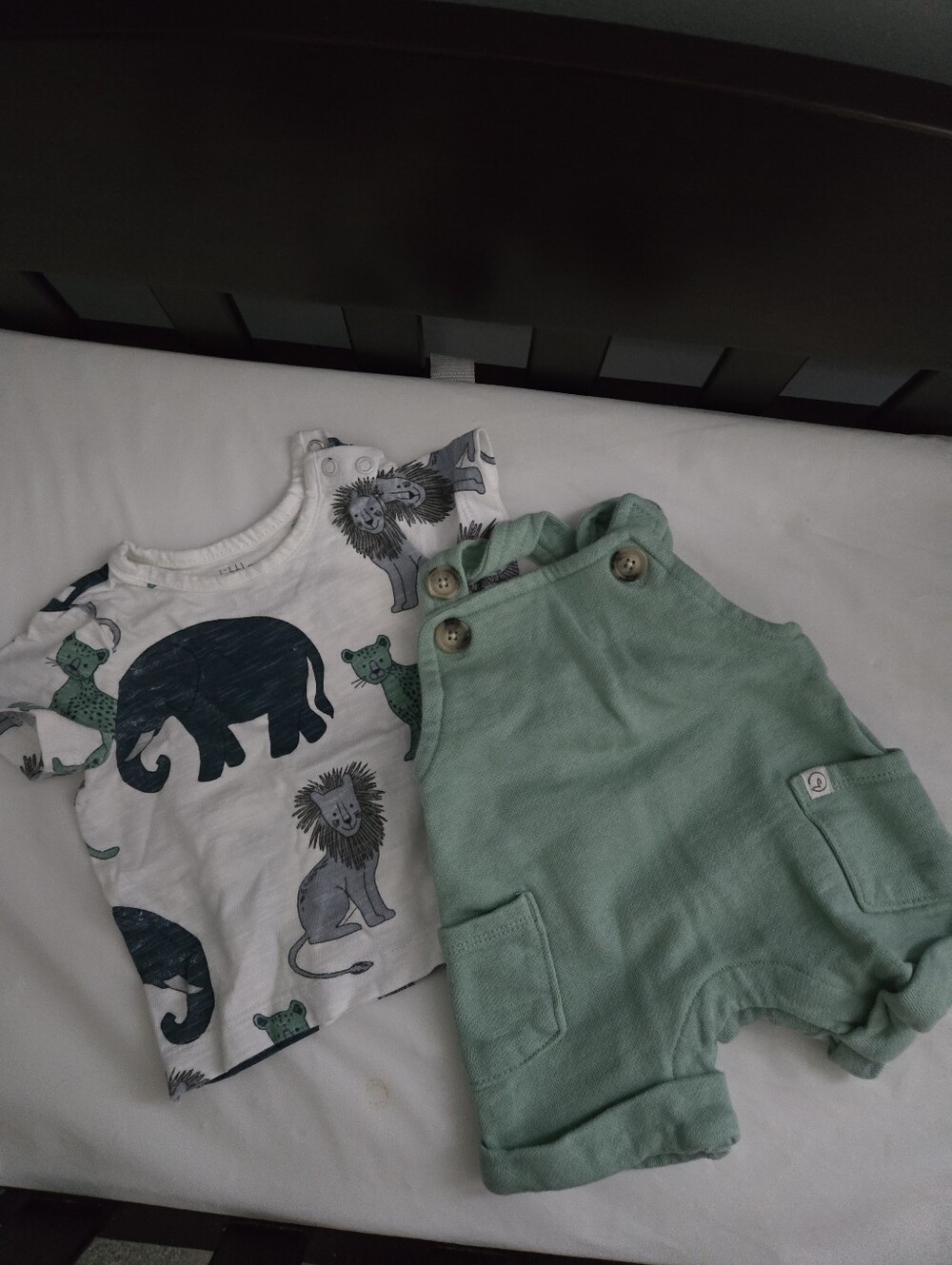Carters 3m infant baby boy tshirt and overall set